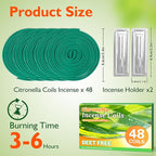 SCENTORINI Citronella Coils, 48 PCS Citronella Incense with Coil Holder, Suitable for Summer Home Outdoor Use, Pool Side, Patio, Camping, Porches, Courtyards, Farms, Garden Planting Area