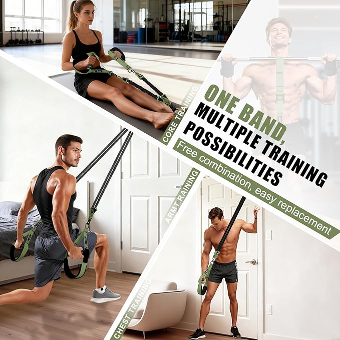 Upgraded Pull Up Assistance Bands, Heavy Duty Resistance Bands with Handles, Exercise Band with Door Anchor, Adjustable Workout Band Set for Pull Up Bar, Full Body Strength&Muscle Training, Home Gym