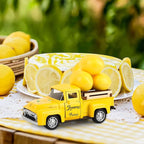 Lemon Truck Decor Vintage Metal Truck Tiered Tray Decor Lemon Party Decorations Summer Farmhouse Yellow Car with Mini Fake Lemons for Home Kitchen Tabletop Centerpiece Supplies