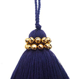 Multi-Colored Layered Large Cotton Tassel with Hanging Loop for Furniture Décor, Home or Handbag Accessory (Blue)