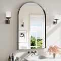 Arch Bathroom Mirror, 30"x48" Wall Mounted Vanity Mirror with Deep Frame, Tempered Glass Decor Mirror for Bathroom, Bedroom, Entryway and Living Room, Hanging or Leaning, Black