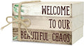 Ycyfckdr Decorative Wood Book Stack for Home, Welcome to Our Beautiful Chaos, Rustic Table and Living Room Bookshelf Farmhouse Decor (L68)