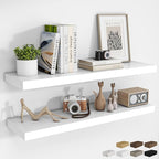 RICHFOCUS 40Inch Floating Shelves for Wall 2 Pack Shelves for Bedroom|Kitchen|Bathroom Wall Mounted Rustic Wood Floating Shelf with Invisible Brackets for Books|Storage|Decor, White
