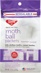 Enoz Lavender Scented Moth Ball Packets, Kills Clothes Moths, Carpet Beetles, Eggs and Larvae, 12 oz Resealable Bag (Pack of 3)