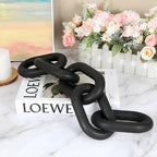 HMASYO Black Wood Chain Link Decor, 5-Link Wooden Decorative Chain Home Decor Accents, Coffee Table Decor, Shelf Decor Aesthetic, Modern Bookshelf Table Decorative Objects for Living Room