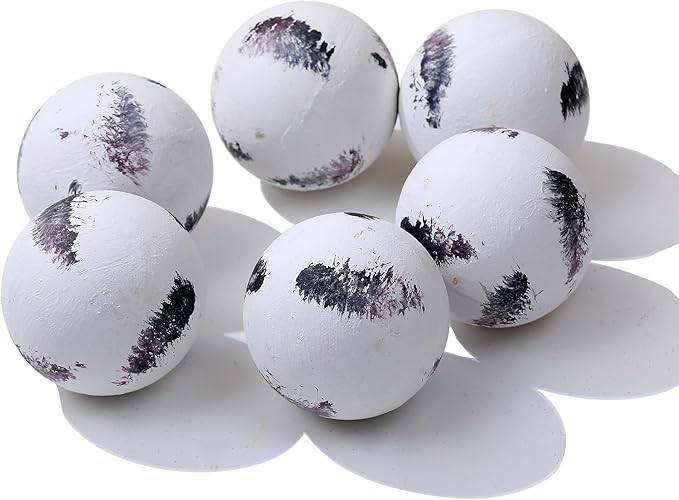 Set of 6 Decorative Orbs for Centerpiece Bowls for Dining Table Centerpiece Decor - 2.6in Feather Pattern Orb - Coffee Table Decor Ball - Bowl Excluded