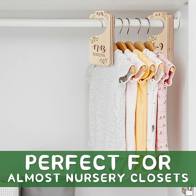 Baby Closet Dividers - Set of 8 Wooden Double-Sided Baby Clothes Organizer from Newborn to Toddler for Daily Gender-Neutral Baby Nursery Decor