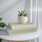 MAOBUYOU Decorative Storage Books Set of 2, Linen Cover, Gold Letters, White and Green