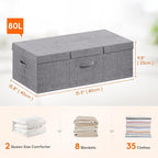 Lifewit 80L Under Bed Storage Containers, 9.8 Inch Tall Underbed Clothes Storage Organizer Bin with Sturdy Sidewalls, Bottom, 3 Lids, Deep Storage Drawer for Clothes, Shoes, Blankets, Pillows 2 Pack