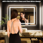 LOAAO 50"x34" LED Bathroom Mirror with Lights, Anti-Fog, Dimmable, Backlit + Front Lit, Lighted Bathroom Vanity Mirror for Wall, Memory Function