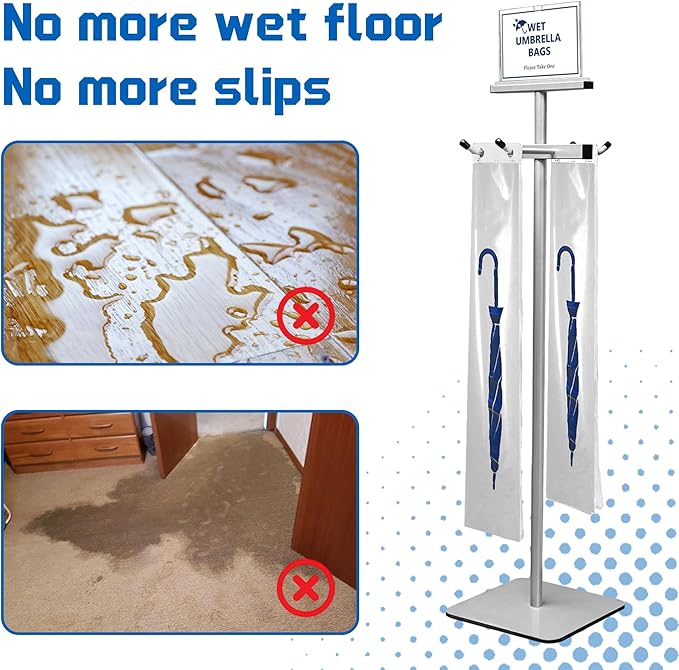 Montex Wet Umbrella Stand with Free 200 Plastic Umbrella Bags and Holder