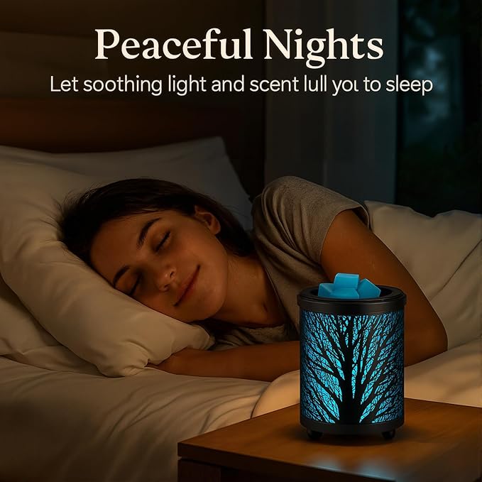 Leyoue Electric Wax Melt Warmer PTC Heating Plate with 7 Colors LED Changing Light Wax Warmer Fragrance Warmer for Home Office Gifts & Decor(Black Forest)
