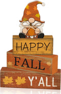 Lineshading 4 Pcs Fall Decorations for Home Wooden Gnome Block Sign Thanksgiving Tiered Tray Decor Thanksgiving Centerpiece Rustic Fall Table Decor for Autumn Harvest Party Home Kitchen Decorations