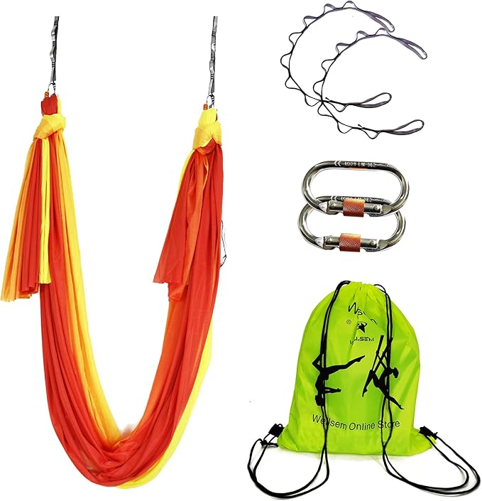 Aerial Yoga Hammock Aerial Pilates Silk Yoga Swing Set Inversion Equipment include daisy Chain, Pose Guide 5.5 yards