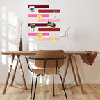 8Pcs Rectangle Felt Cork Board Bar Strips with 35 Pushpins, Self-Adhesive Bulletin Board Strips for Office School Home Wall Decor Stickers Memos Schedules Photos Display -Gradual Red