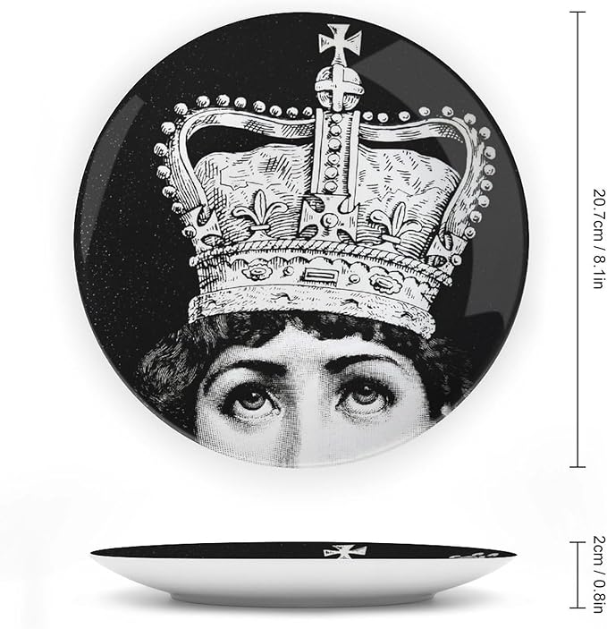 Lina Cavalieri Plate, Wall Decorative Plate, Mysterious Face Plate Wall Hanging Decoration,Including Bracket and Special Spring Hook, 8inch, Style12