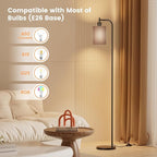 SIBRILLE Floor Lamp with Linen Shade, Dimmable Tall Standing Lamp with Remote Control & 3 Color Temperatures, Modern Floor Lamps for Living Room Bedroom Office Corner, 9W LED Bulb Included