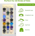 Unjumbly Baseball Hat Rack, 24 Pocket Over-The-Door Hat Organizer with Clear Deep Pockets to Display Baseball Caps Collection, Complete with 3 Over Door Hooks (Beige, 24 Pockets)