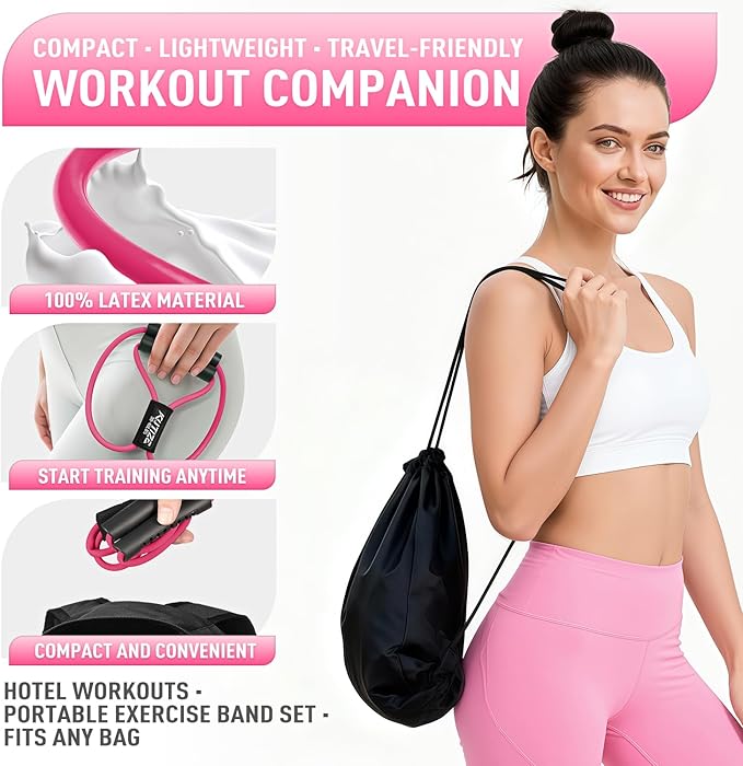 Figure 8 Resistance Bands for Arm, Back, 3 Level Latex Heavy Exercise Bands with Handles for Strength Training, Full Body Workout, Physical Therapy, Pilates, Yoga, Home Gym Equipment for Women