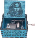 Youtang Jack Sparrow Music Box Hand Crank Musical Box Carved Wooden,Play Davy Jone's Theme,Blue