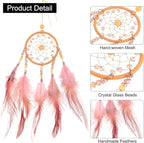 uxcell 2pcs Dream Catchers, Small Handmade Feather Dreamcatcher Supplies Car Charm with Crystal Beads Wall Hanging Decor for Home Car Decoration Ornament Women Friend Gift, Brown