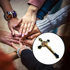Bovemee Saint Benedict Benedictine Red Enamel 4.7X2.7 Inch Protection Wall Crucifix Cross Catholic San Benito Medalla Prayer Decoration (Black)