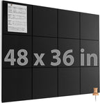 MaxGear Large Cork Board for Wall 48" x 36" Black Bulletin Board, 12 Pack Felt Wall Tiles with Pushpins, Cork Boards for Office Pin Board Tack Board for Photo Meno Decor