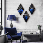 ZINYAZHE 3 Pcs Blue Bathroom Decor Rose Bedroom Wall Decor Farmhouse Inspirational Wood Office Wall Art with Accept Let Go Have Faith Sign for Girl Women Living Room(Blue Rose 12 x 7 Inch)