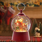 Christmas Snow Globe Lantern with Swirling Glitter Christmas Home Decoration Elf Bear Musical Snow Globe, 6 Hour Timer, USB Powered & Battery Operated Music Box for Holiday