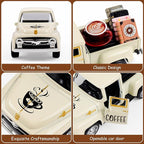 Cream Coffee Truck Decoration, Coffee Lover Truck Decor Themed Ornaments, Rustic Farmhouse Kitchen Tabletop CenterpieceTiered Tray Decor, Barista Gift