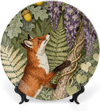 Art Nouveau William Morris Flowers And Foxes Vintage Plates of 6", 7", 8", 10", Custom Christmas Bone China Decorative Plate, Custom Gifts, Office Festival Decorations Household, with Display Stand