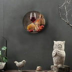Wine Decorative Plates, 8 Inch, Cheese Grapes and Wineort Round Display Plate, Home Wobble-Plate with Display Stand, for Home Kitchen Bedroom Decorative Ornaments