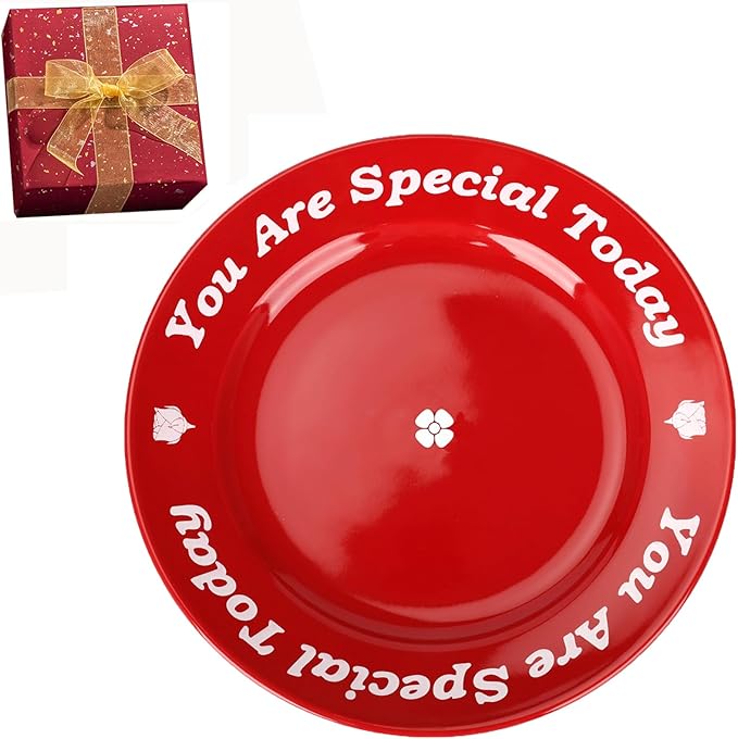 You Are Special Today Red Plate – 10.6" Ceramic Celebration Plates for Birthdays, Weddings, Anniversaries, Baby Showers, Graduations, Milestones, and Other Special Days (Red Plate)