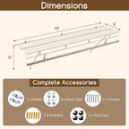 COSTWAY Closet Shelves Wall Mounted, Closet Shelf with Hanging Rod, Ventilated Metal Wire Shelving Kit, Wire Wall Shelf for Laundry Room, Bedroom, Home, Mounting Accessories Included (4 ft x 12 in)
