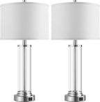 QiMH Touch Control Table Lamps Set of 2 with USB A+C Ports, 3-Way Dimmable Bedside Lamp for Living Room Bedroom House, Modern Nightstand Lamp with 2 LED Bulbs