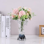 Blue White Clear Wave Vases Gradient, Murano Hand Blown Glass Vase Unique Art Decorative, for Ocean Themed Coastal Home Centerpiece Modern Office Entrance Table Creativity