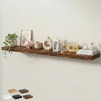 Floating Shelves for Wall 72 in x 9.3 in Deep, Wall Mounted Rustic Wood Shelf with Invisible Brackets for Storage & Display, Living Room Bedroom Bathroom, Brown, 1 Pack