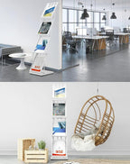 QWORK Foldable Brochure Display Stand, Magazine Brochure Display Rack Stand, 4 Pocket Literature CatalogTradeshow Display Stand, for Office Store and Exhibition Trade Show (White)