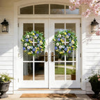 24 Inch Spring Wreath for Front Door, Artificial Hydrangea, Anemone & Wild Daisy Flowers with Berry Accents, Spring and Summer Door Wreath for Indoor Outdoor Decor