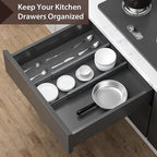 4 PCS Drawer Divider, 17"-22" Adjustable Bamboo Drawer Dividers Organizers, Expandable Separators for Kitchen, Clothes, Dressers, Home, Office, Gray