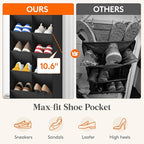 Lifewit 8 Tier Over the Door Shoe Organizer with 15 Large Deep Pockets, Fabric Hanging Shoes Shelf for Closet, Dorm Storage, Fit Up to 16 Pair Shoe Rack Holder for Sneakers, Boots, Black