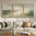 Large Framed Sage Green Abstract Landscape Wall Art for Living Room, 3 Piece Modern Canvas Prints Paintings Artwork for Walls, Nature Rustic Pictures Wall Decor for Bedroom Farmhouse Office 24x36 In