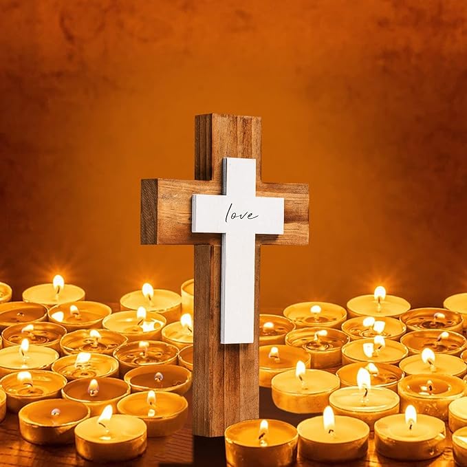 Wall And Table Wooden Cross Christians Cross Spiritual Religious Gifts With Hook On Hanging Wall Or Table With Love For Church Home Room Decoration For Christmas (5 colors available)
