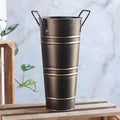 Metal Umbrella Stand Holder, Durable Freestanding Umbrella Rack Multi Functional Rustic Floral Bucket Floor Vase, Organizer for Entryway Porch Indoor Home Office (Black)