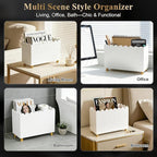 Acrylic Magazine Holder, Magazine Rack Floor,Sleek White Stylish Organizer with Luxe Gold Metal Feet and Wave Edge Design Space Saving Storage for Books Newspapers Office Supplies,Home Office(White)