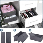homyfort Dresser Drawer Organizer, Foldable Cloth Storage Box Closet Cube Basket Bins Containers Divider with Drawers for Underwear, Bras, Socks, Ties, Scarves, Set of 6, Grey
