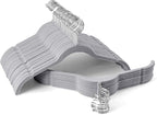 Premium Velvet Shirt Hangers 50 Pack, Space-Saving Non-Slip Felt Hanger with 360° Swivel Hook, Slim Flocked Hangers for Strappy Dresses, Blouses, Tank Tops(Grey)