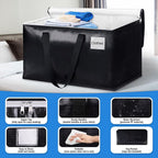 BlissTotes Moving Bags, Heavy Duty Moving Boxes with Zippers Top and Sturdy Handles, Storage Bags for Space Saving and Packing, Collapsible Moving Supplies, Storage Totes (76L, 8-Pack, Black)