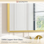 Keonjinn 30 x 30 Inch Gold Bathroom Mirror for Over Sink Square Wall Mirror Brushed Gold Metal Framed Mirrors, Modern Farmhouse Rectangle Mirrors with Aluminum Alloy Frame(Horizontal/Vertical)