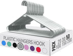 Utopia Home Plastic Hangers 50 Pack - Space Saving Clothes Hanger - Durable & Strong Closet Organizers and Storage with Built-in Strap Hooks - Essential for Shirts, Pants, Skirts & Coats (Grey)